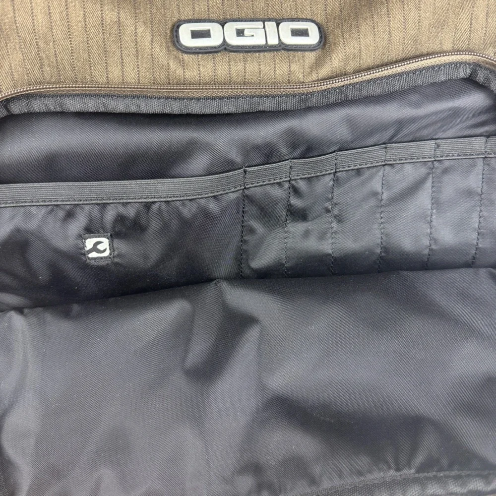 OGIO Street Laptop Messenger Bag Brown Pinstripe Tech Briefcase Shoulder NWOT